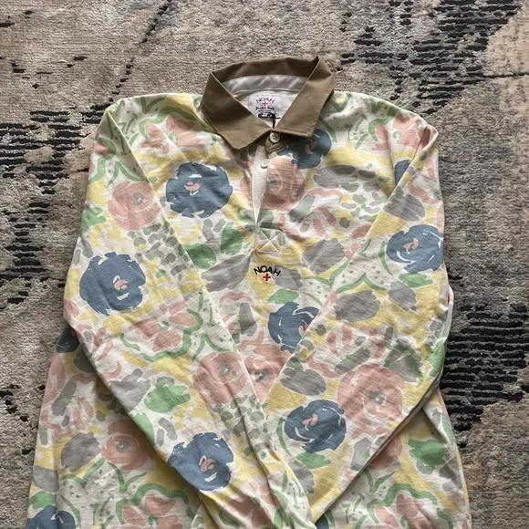 Noah NYC Pastel Floral Long-Sleeve Polo - Picture 2 of 9